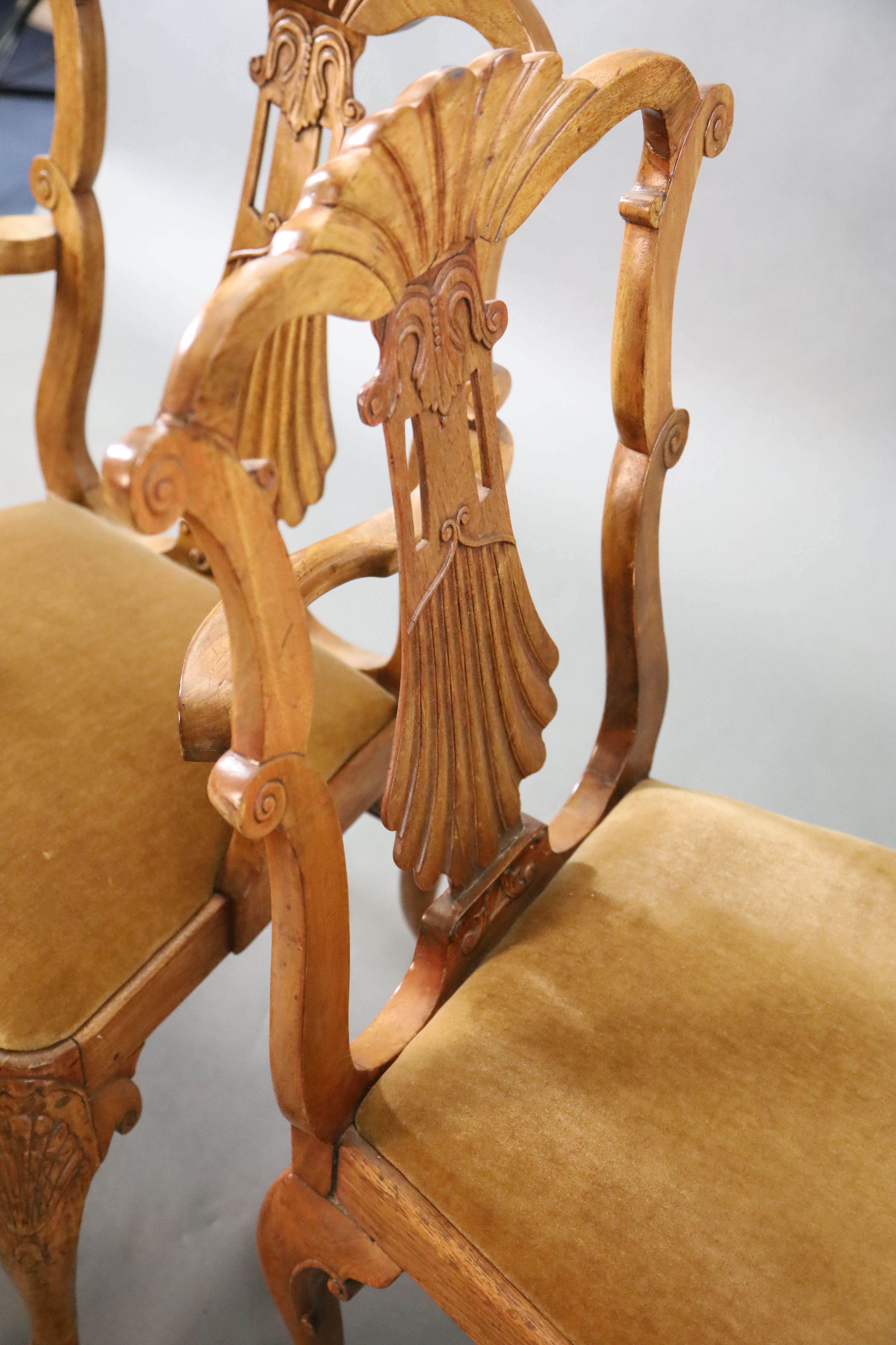 A set of eight Chippendale style mahogany dining chairs, including two carvers,